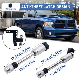 V VELAMEIS Adjustable Trailer Hitch for 2 inch Trailer-Heavy Duty Aluminum Tow Hitches with (8-Inch Drop/Rise) for for Heavy Trucks (12,500 LBS)-Adopt Anti-Oxidation Technology Black 02