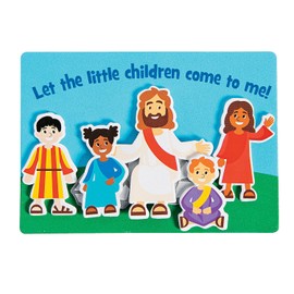 Fun Express Jesus & The Children Magnet Craft Kit – DIY Christian Craft Kids – Perfect Sunday School Church Events Religious Education & Home Activities – Engaging & Easy-to-Make Magnets – 12 Pieces