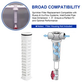 1-1/2" 140 Mesh Spin-Down Replacement Filter Screen for Rusco & Vu-Flow Filtration System, Well Water Pump Spindown Screen Filter, FS-1-1/2-140 Sprinkler Sediment System Irrigation Filters Screen