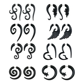 Q-XIAOKEAI 8 Pairs 16G Spiral Fake Gauges Acrylic Ear Tapers Fake Plugs Horn Stud Earrings