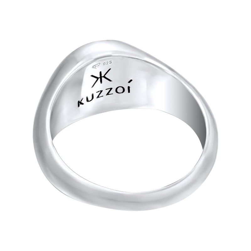 Kuzzoi Signet Ring Men's Ring Smile Solid 925 Sterling Silver