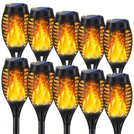 10Pack Solar Lights Outdoor, Solar Torch Lights Outdoor Flickering Flame for Halloween Decorations, Waterproof Garden Light Solar Powered , Torches Flame Light for Outside Yard Patio Lawn Garden Decor