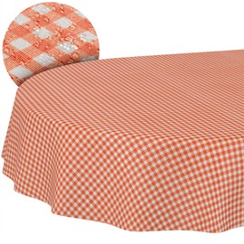 Fabric Tablecloth Washable Table Linen Tablecloth Cotton Polyester Vichy Red Oval 180 x 140 cm Indoor/Outdoor Tablecloth
