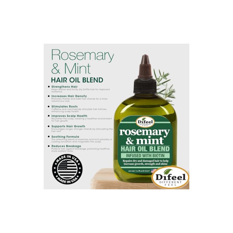 Difeel Aceite para el cabello premium de romero y menta