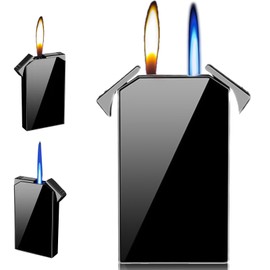 Nizirioo Feuerzeug mit Zwei Flammen: Gas Nachfüllbar Sturmfeuerzeug, Umschaltbares Sturmfeuerzeug Jetflamme und Feuerzeug mit weicher Flamme, Winddichtes Feuerzeug, (Schwarz, Verkauft ohne Gas)