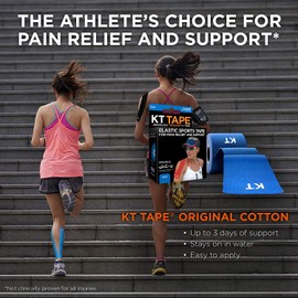 KT Tape Original Cotton Elastic Kinesiology Therapeutic Athletic Tape, 20 Pack, 10” Cut Strips