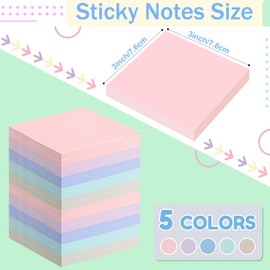 Fainne 120 Pack Sticky Notes 3x3 Bulk Colorful Self Stick Note Pads Pink Yellow Green Blue Paper Memo for Office School Notebook Supplies 50 Sheets/Pad(Cute Color)