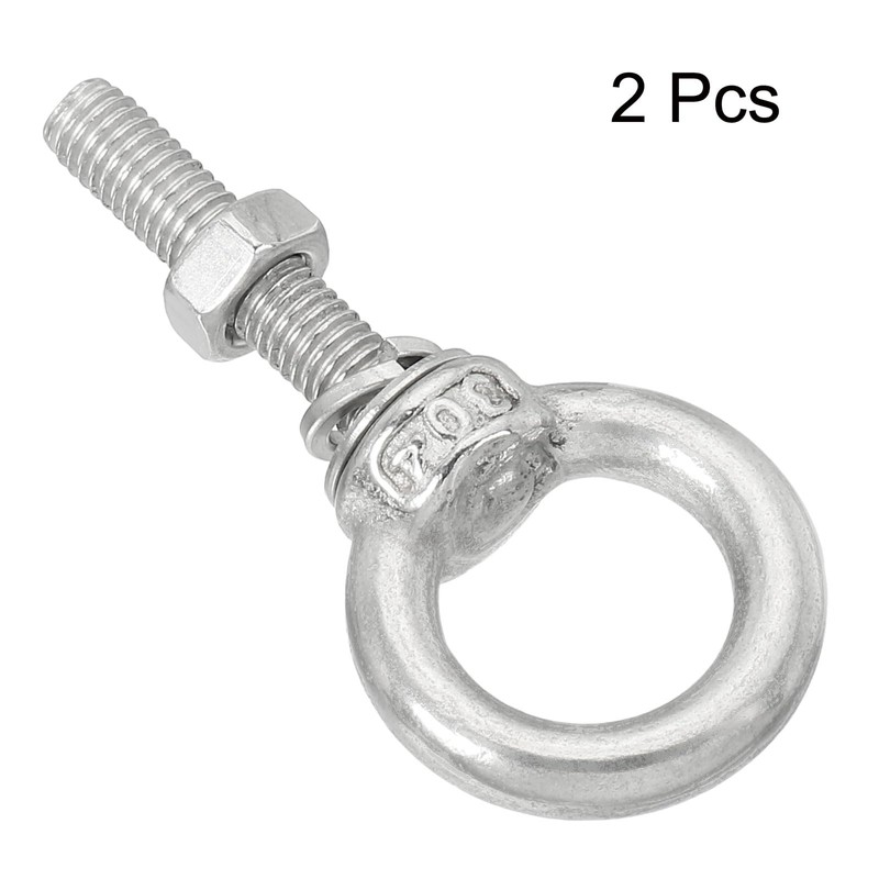 sourcing map M6 1/4"x0.98" Stainless Steel Eye Bolts Threaded Screw