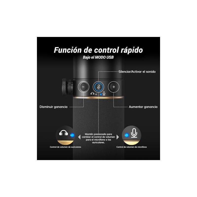 Micrófono Dinámico USBXLR para PC, TONOR Profesional microphone Vocal con