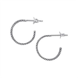 Silverly Sterling Silver Triple Hoop Earrings for Women 16 mm - Vintage Style Nautical Twisted Rope Illusion Hoops - Elegant Hypoallergenic Jewellery for Women - Birthday Gift for Daughter