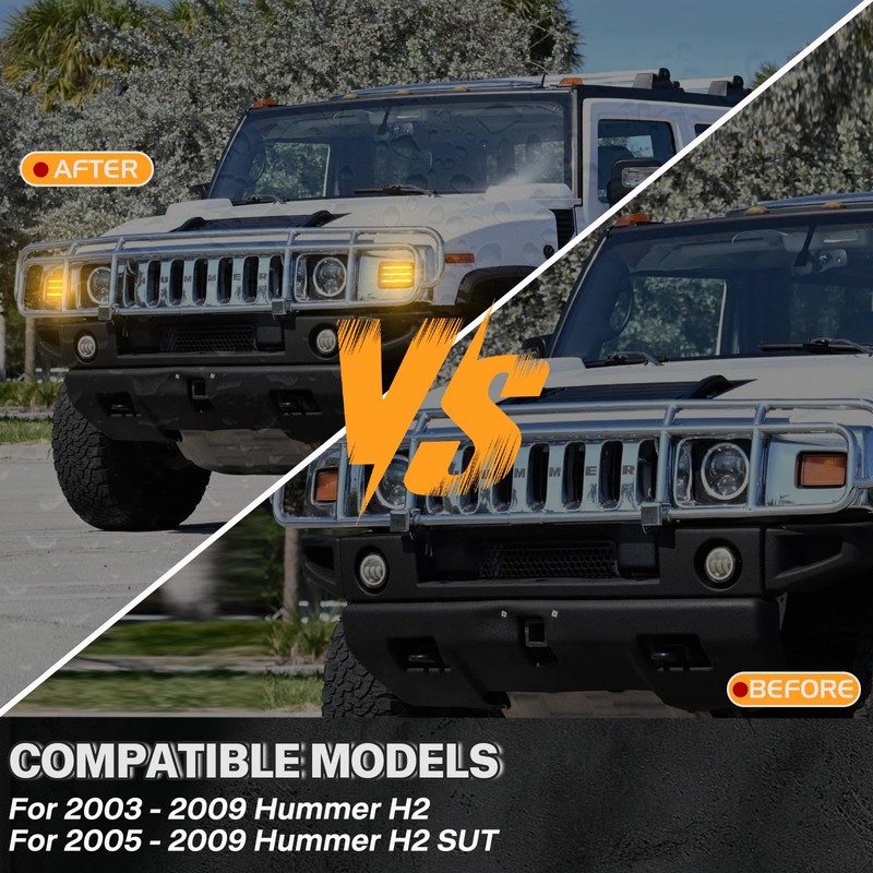 CYBORICH Sequential Amber Turn Signal Lights for Hummer H2 2003-2009