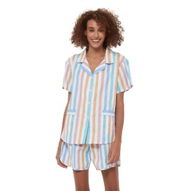 GLOBAL Womens Pajama Set Short Sleeve PJs for Women cotton Pajamas Summer Sleepwear