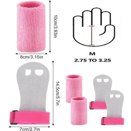 Leanockesa 2 Packs Kids Gymnastics Grips Wristbands Sets for Youth, Palm Protection & Wrist Support for Training, Workout - Sports Accessories(Pink)
