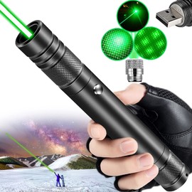 Green Laser Pointer High Power, Long Range Strong Green Laser Light Pointer USB Rechargeable Lazer Pen for Presentations Teaching Astronomy Hunting