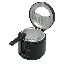 PantryPro 2.5 Liter Electric Deep Fryer with Cool Touch Sides and Nonstick Basket, Adjustable Temperature, Lid with Viewing Window, Black