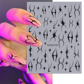 6 Sheets Fish Bone Lines Nail Stickers Pink Gold Blue Line Nail Art Stickers Black Red Holographic Laser Fish Bone Line Nail Decals 3D Self-Adhesive French Line Nail Design Supplies for Women Girls