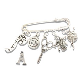 Knitting Charm Brooch, gift for knitter
