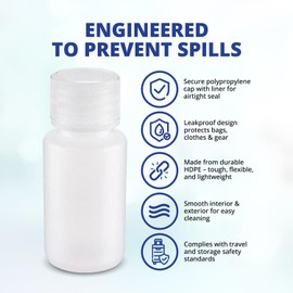 United Scientific™3 Oz Travel Bottles for Toiletries - Leak Proof Toiletry Bottles with Lined Polypropylene Lid - TSA Approved Travel Containers, Clear Screw Top Small Bottle for Liquids, Pack of 6