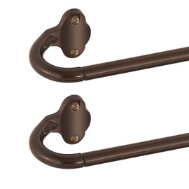TVWOO Bronze Wrap Around Curtain Rods 2 Pack:Small Blackout Adjustable Window Curtain Rod for Bedroom Kitchen Apartment Renter Friendly,Room Darkening Curved Drapery Rods Easy Install,Brown 28-48 Inch