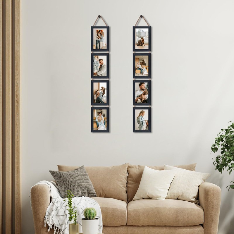 QUTREY Black 4x6 Hanging Picture Frames Set of 2, 4