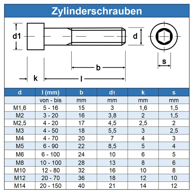 Eisenwaren2000 Cylindrical Screws with Hexagon Socket M8 x 170 mm