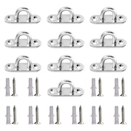 YFFSFDC 10pcs Rectangular Pad Eye with 20 Screws Eye Plate Stainless Steel Loop 304 Stainless Steel M5 Ceiling Hook U Shape Hardware Fixing Installation
