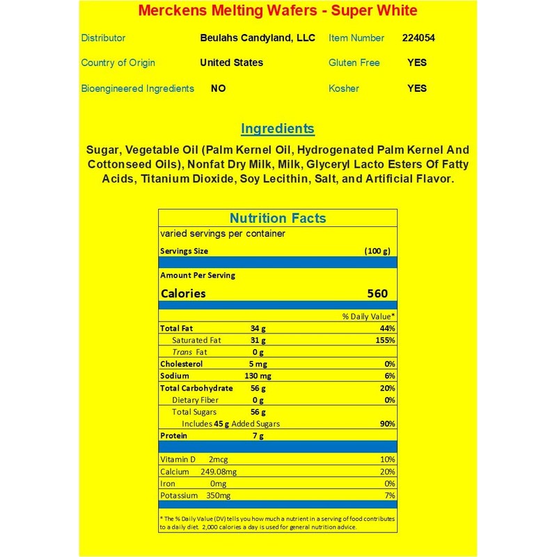 Merckens Coating Wafers Melting Wafers Super White 5 pounds