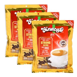 Vinacafe 60 cts 3 in 1 Vietnamese Instant Coffee Gold Red Strong Rich Blend, 60 Sachets (3 Bags of 20 Sachets)