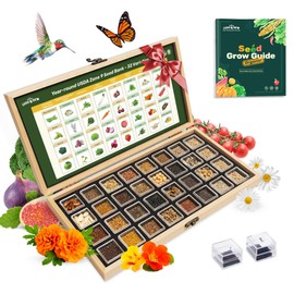 Lush&Dew Year-Round USDA Zone 9 Seed Bank, Gift for Mom Dad, 32 Varieties Non-GMO Heirloom Seeds of Vegetables Herbs, Gardening Gifts for Women Men, Survival Seed Kit for Raised Garden Bed Greenhouse