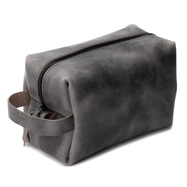 Main Street Forge Dopp Kit | Premium Full Grain Leather Toiletry Bag for Men | Made in USA | Travel Pack for Shaving Essentials & Accessories | Compact, Lightweight Mens Bathroom & Shower Case