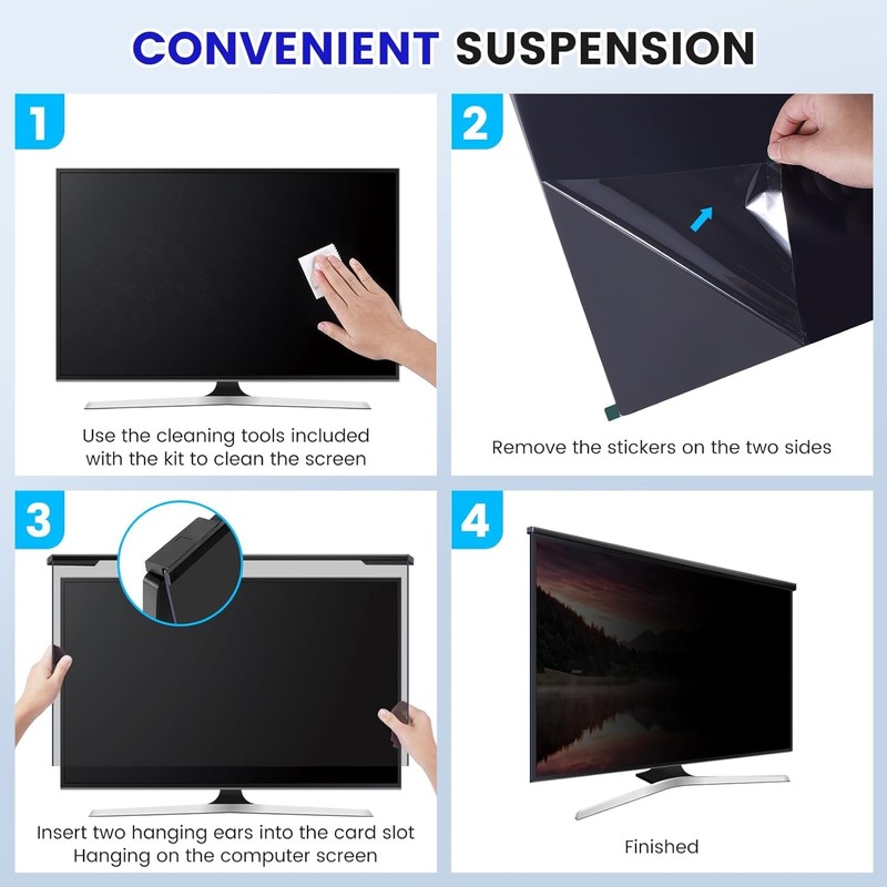 ZCAZY Hanging 32 Inch Computer Privacy Screen Filter, Hanging Computer