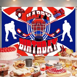 Hockey Birthday Party Decorations Hockey Happy Birthday Backdrop Curling Sports Birthday Backdrop Photo Background for Teenager Boys Kids Happy Birthday Party Supplies