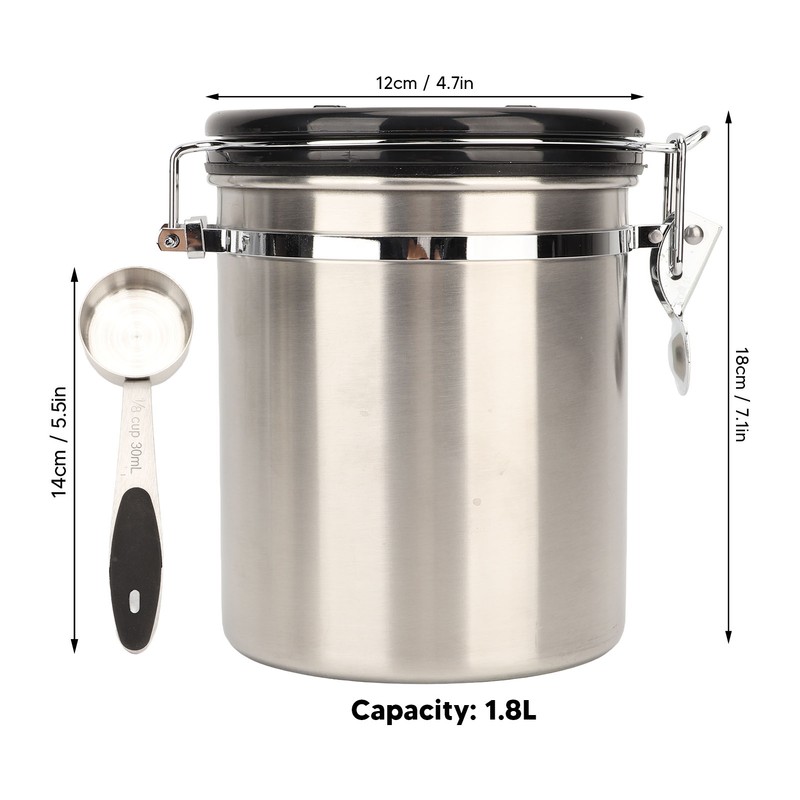 Airtight Stainless Steel Coffee Bean Container Coffee Canister Kitchen Food