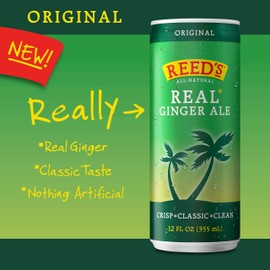 Reed's Ginger Ale, Natural Ginger Ale Made with Real Ginger (24pk-12oz Slim Cans)