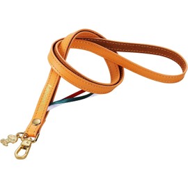 Characters Memorabilia Snoopy Neck Strap, Italian Leather, Genuine Leather, orange