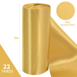 TONIFUL 6 inch x 22yd Wide Gold Satin Ribbon Solid Fabric Large Ribbon for Grand Opening Cutting Ceremony Wedding Birthday Party Decoration Gift Craft Chair Sash Table Car Bows Indoor or Outdoor Yard