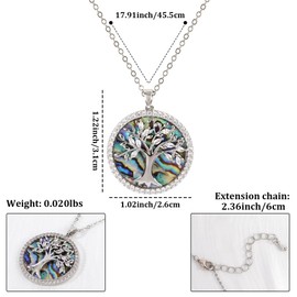 Tree of Life Pendant Necklace for Daughter, Unique Tree of Life Abalone Necklace for Grandma, Silver Abalone Shell Tree Of Life Necklaces Jewelry Gifts for Mothers Day, Birthday, Christmas for Women