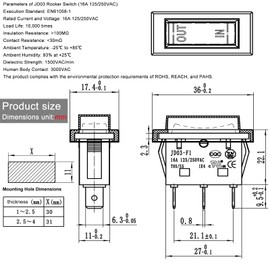 3-Pack JD03-F1 Rocker Switch - 16A 125/250VAC 3-Position SPDT Switch with Waterproof Cover - Compatible with KCD4-3NC & Select DeWalt/Makita Tools - Marine & Industrial Grade