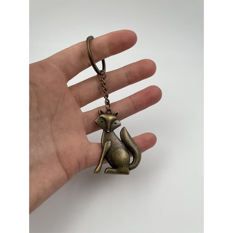 Onwomania - Bronze Fox Hunter Keyring - Metal Lucky Charm