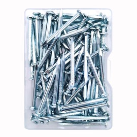 ELOOGAA 80pcs 1-1/4 inch Wall Nails,Galvanized Hardware Nails,Good Hardness Masonry Nails for Hanging Pictures,White Zinc Plated Concrete Nails
