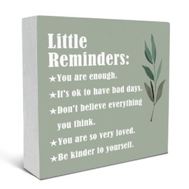 SRADMO Inspirational Little Reminders Wood Box Sign Desk Decor, Green Inspirational Desk Decor, Inspirational College Gifts Box Sign Decor for Office Home Dorm Desk Shelf Table Decorative Accessories