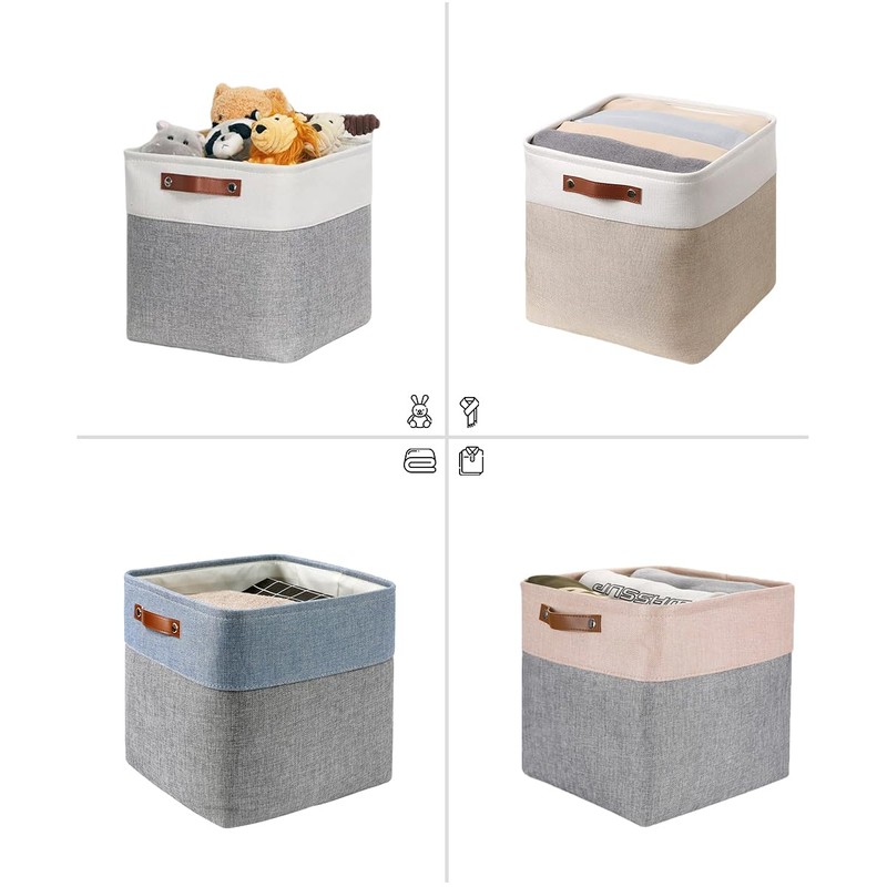 Mangata 25|28|30|33cm Fabric Storage Boxes, Set of 4 Storage Cubes(25x25x25cm,