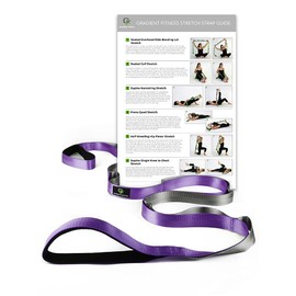 Gradient Fitness Stretching Strap for Physical Therapy, 12 Multi-Loop Stretch Strap 1" W x 8' L, Neoprene Handles, Physical Therapy Equipment, Yoga Straps for Stretching, Leg Stretcher, (Purple/Grey)