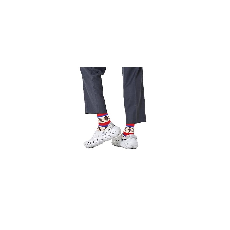 Happy Socks Unisex Gingerbread Stripe Socks, Red, 3-7, red