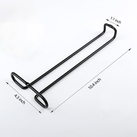 DAPJU 10 Inch Black Wine Glass Rack Under Cabinet Stemware Holder Glass Storage Hanger Organizer for RV Cabinet Kitchen Bar (4 Pack)