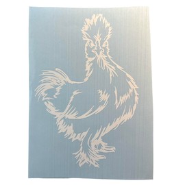 Chicken Silky White Vinyl Car Decal Sticker