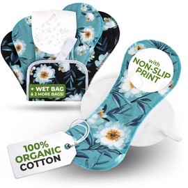 Non-Slip Reusable Incontinence Pads for Bladder Control (L+XL; 6-Pack); High Temp Washable Organic Cotton Cloth Pads with Fast Absorption & Odor Control; Ultra-Soft & Non-Irritating for Sensitive Skin