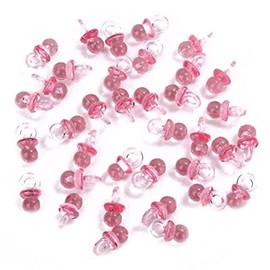 Adorox (144 Pieces) Pink Acrylic Baby Pacifiers Baby Shower Decoration Table Scatter