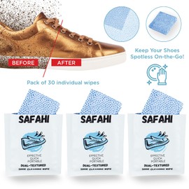 Disposable Dual-Textured Shoe Wipes, Individually Packaged, 30 Count, Portable and Easy to Use for Sneakerheads, Leather, Canvas, Quick Clean and Shine, Ideal for Travel and On-the-Go