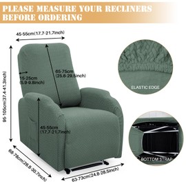 LiveGo Recliner Chair Cover 4 Piece Recliner Sofa Slipcover Small Recliner Cover Jacquard 1 Seat Recliner Couch Covers Lazyboy Recliner Chair Cover Washable Chair Furniture Protector